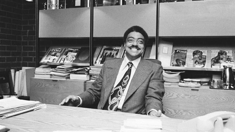 George E. Johnson Sr., who founded Johnson Products Company, is photographed at his company on the South Side of Chicago, Jan. 8, 1973. (Chicago Sun-Times via AP)